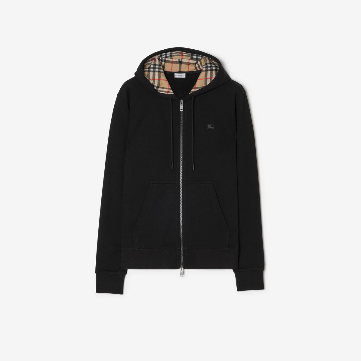 Hoodie zippé en coton à capuche Check