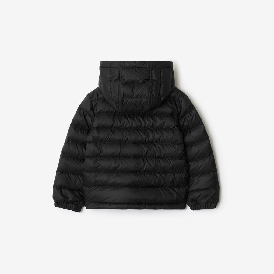 Doudoune à capuche en nylon à bande Check